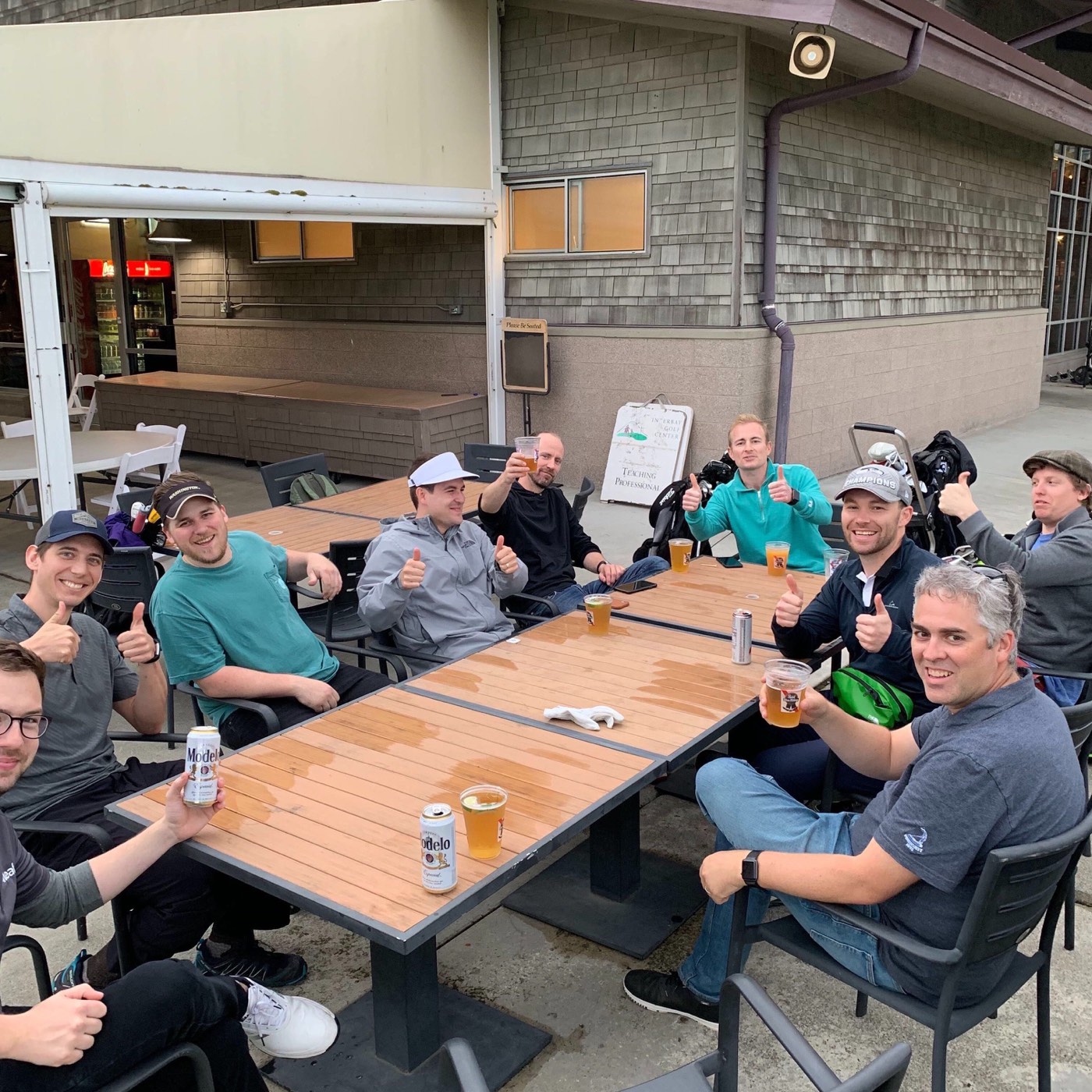 A Spark league hanging out with drinks after a round